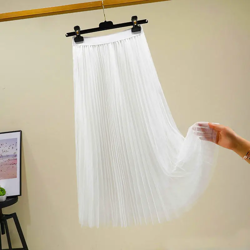 White Pleated Skirt Women Spring Summer 2022 - Image 7