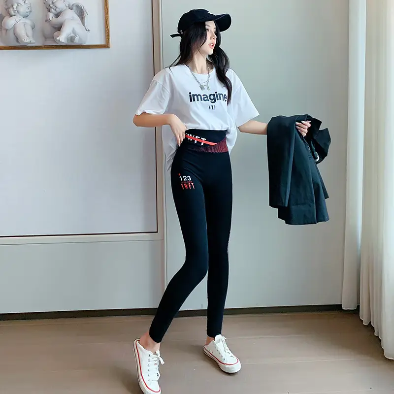 2025 Korean Style Thin High-Waisted Yoga Pants Black Slimming Leggings - Image 9