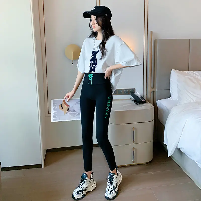 2025 Korean Style Thin High-Waisted Yoga Pants Black Slimming Leggings - Image 10