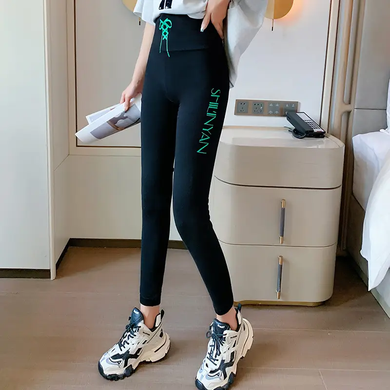 2025 Korean Style Thin High-Waisted Yoga Pants Black Slimming Leggings - Image 2