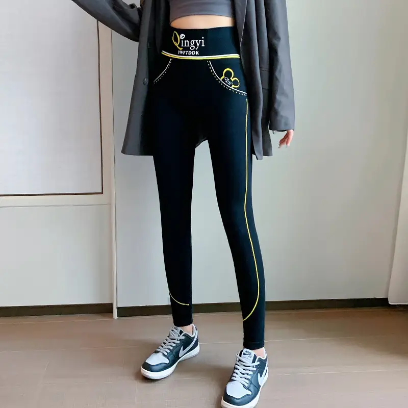 2025 Korean Style Thin High-Waisted Yoga Pants Black Slimming Leggings - Image 3