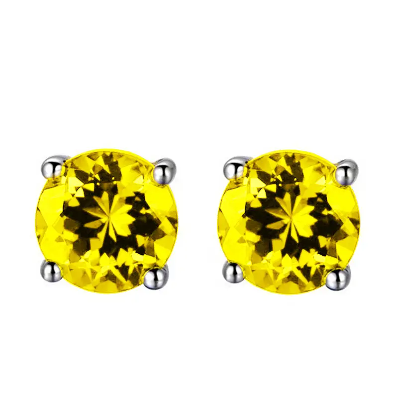 Green Colored Diamond Four-Claw Earrings 2 Carat - Image 3