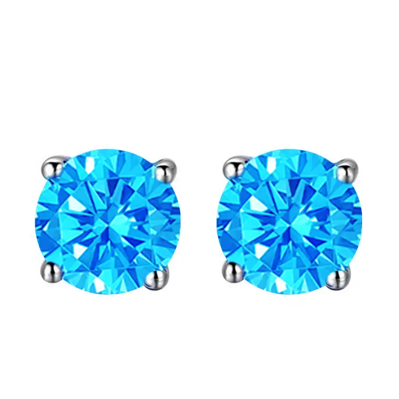 Green Colored Diamond Four-Claw Earrings 2 Carat - Image 5