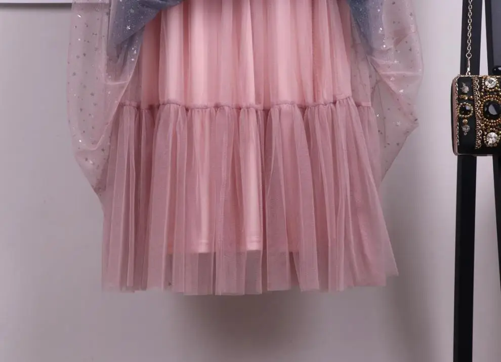 Women Gradient Starry Sky Mesh Midi Skirt — feature 19