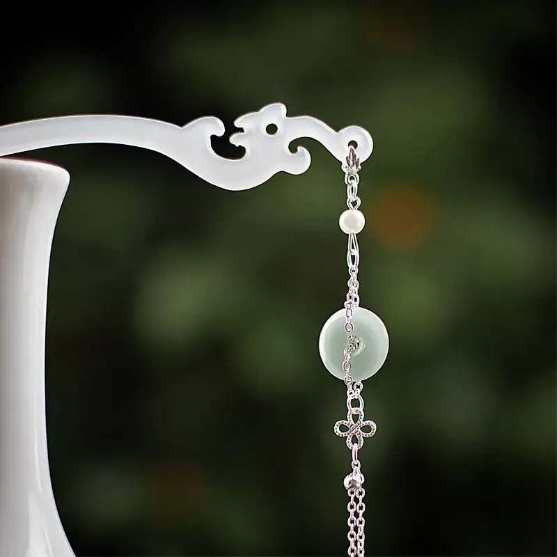 Antique Tassel Cheongsam Ball Headwear Ping An Buckle Hairpin - Image 4