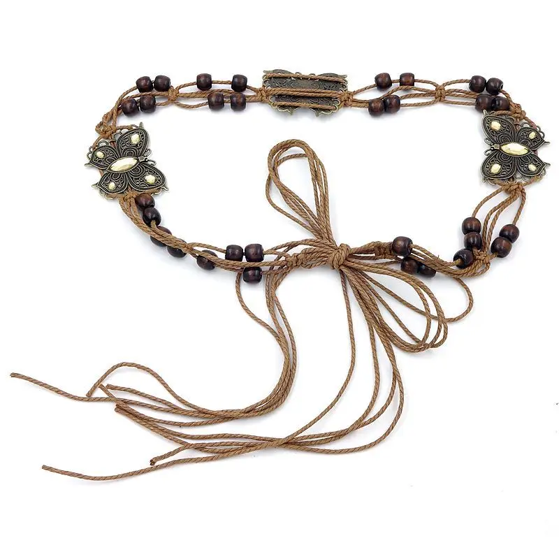 Butterfly Belt Chain with Blue Stone & Wooden Beads - Image 8