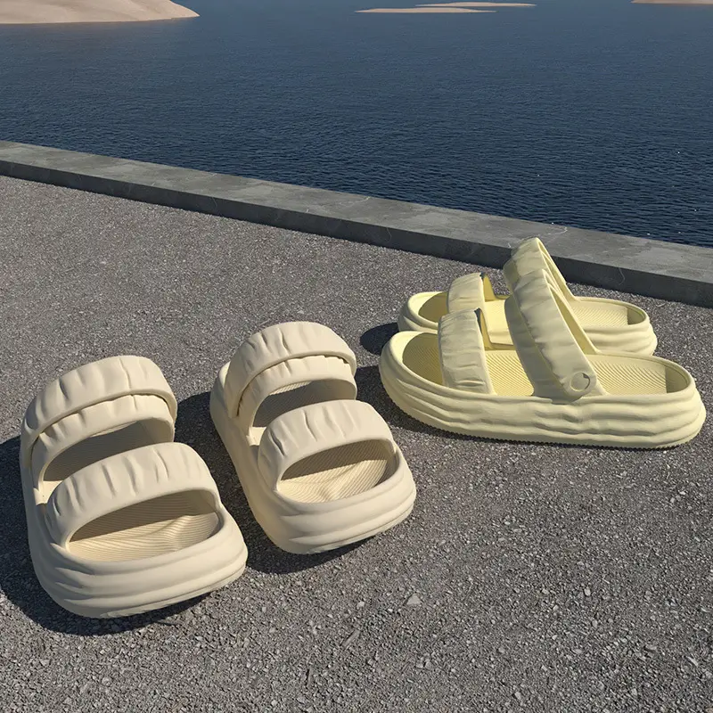 Stepping on excrement feeling sandals and slippers women's summer non-slip breathable two-wear thick-soled eva outdoor slippers outdoor wear lovers sandals and slippers