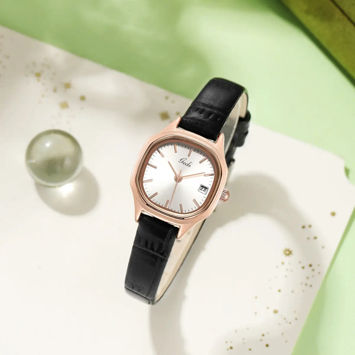 Goldie Ladies Quartz Watch with Brown Leather Band - Image 7