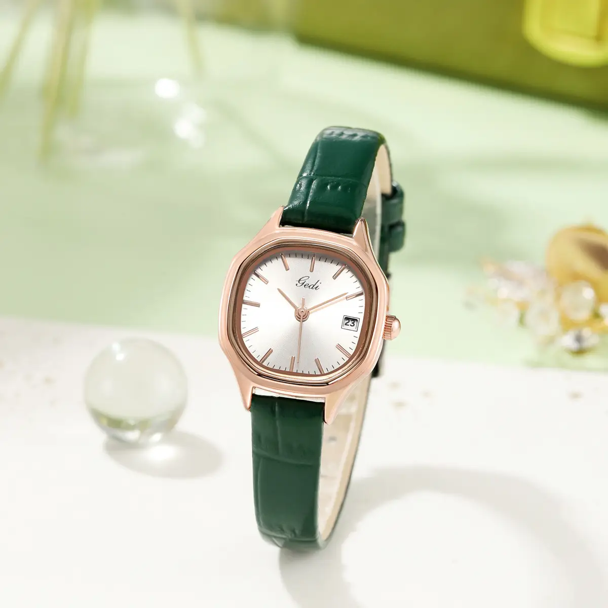 Goldie Ladies Quartz Watch with Brown Leather Band - Image 8