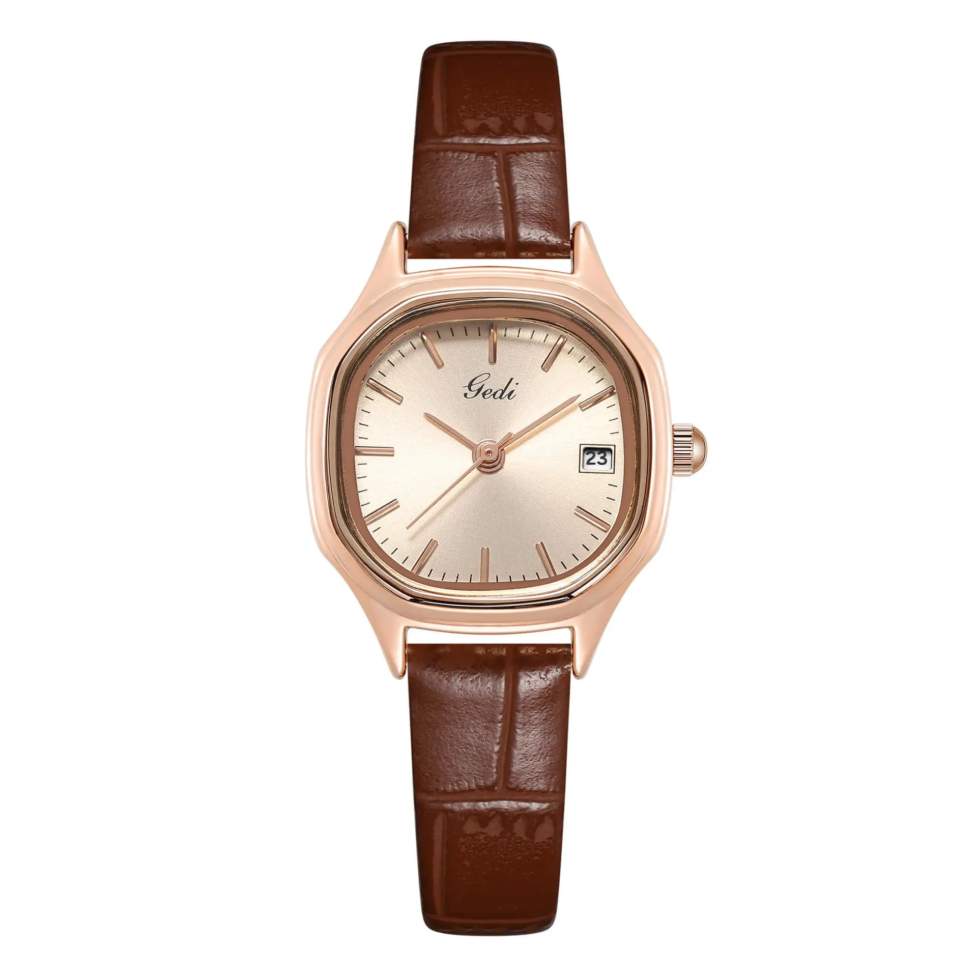 Goldie Ladies Quartz Watch with Brown Leather Band - Image 4