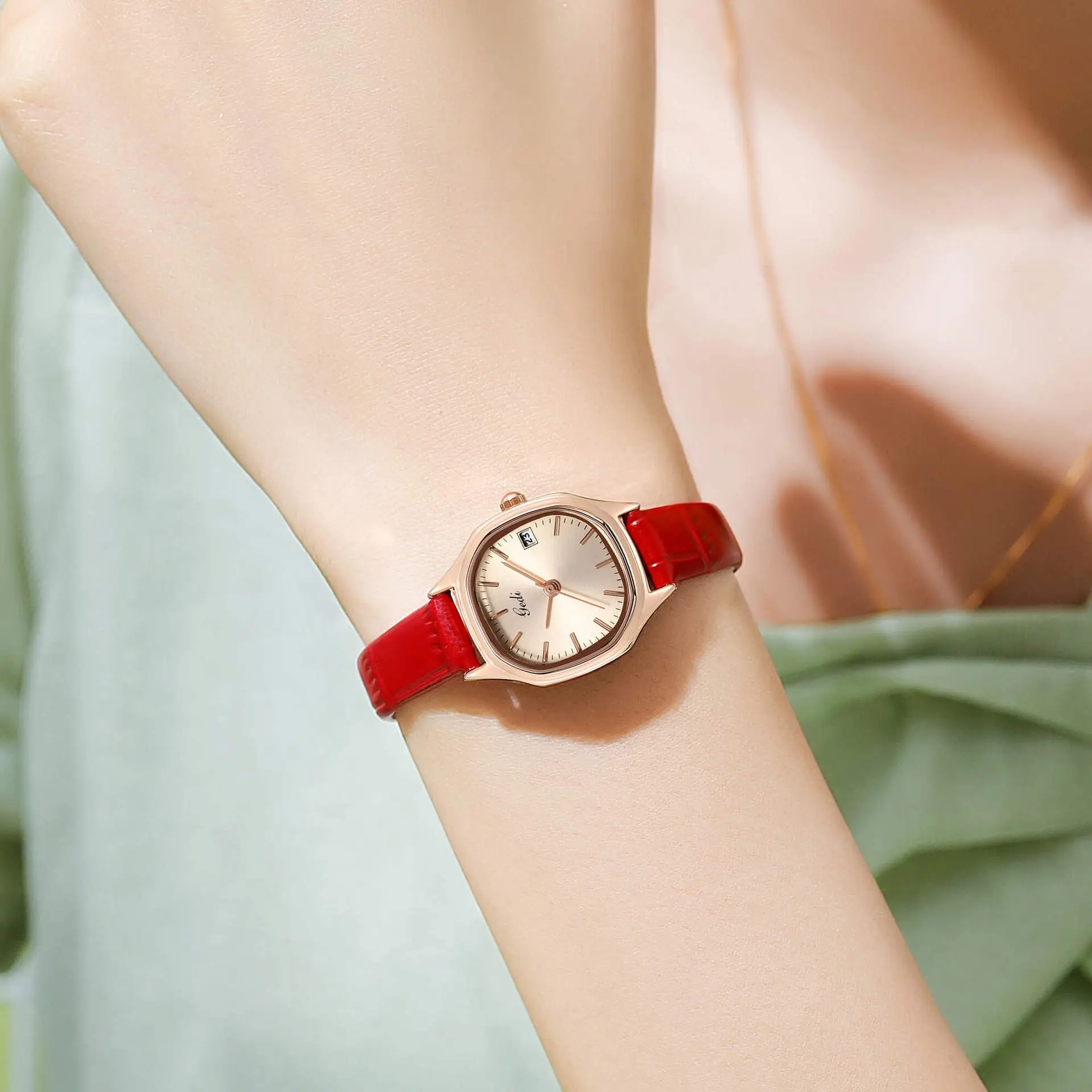 Goldie Ladies Quartz Watch with Brown Leather Band - Image 3