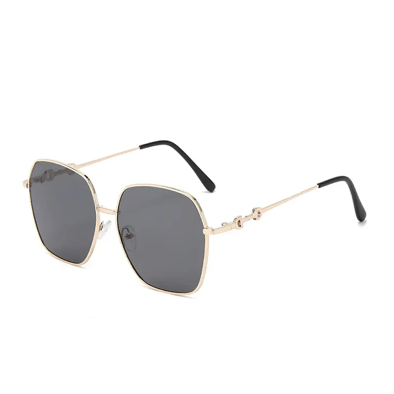 Women Square Frame Sunglasses Gradient Lens Gold Frame - Image 12