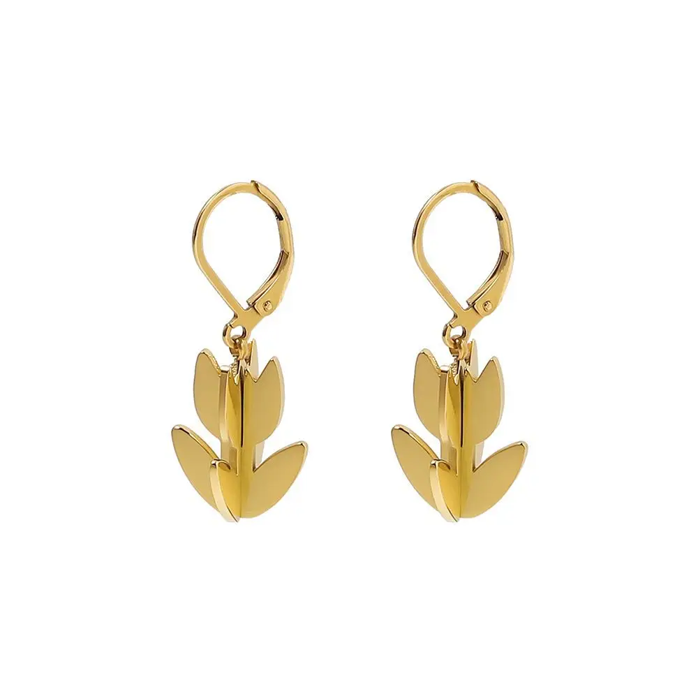 Tulip Flower Earrings Gold Plated Titanium Steel