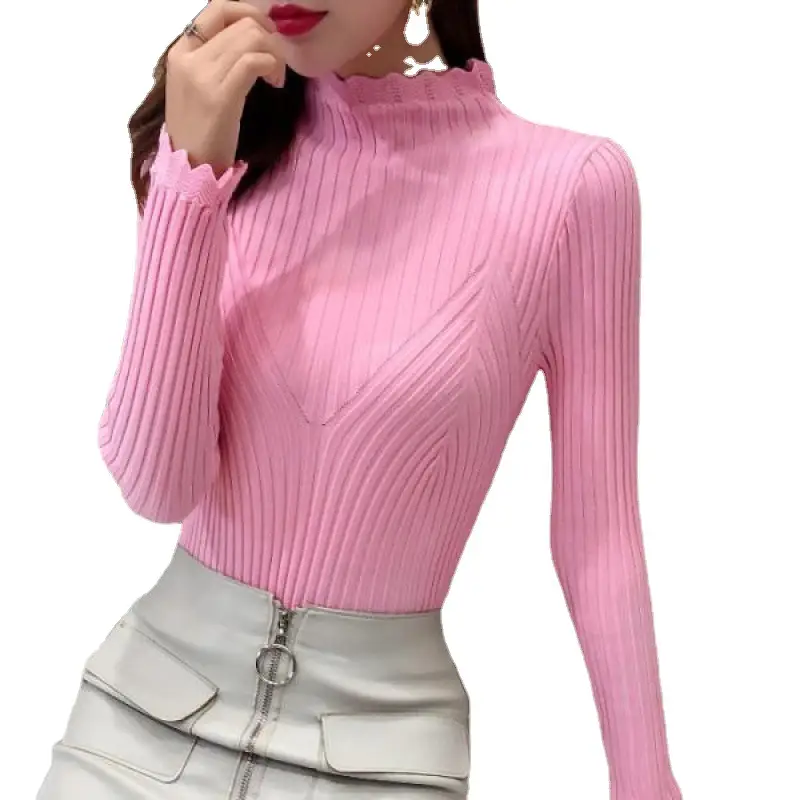 Women Korean Style Black Half-Turtleneck Sweater - Image 6