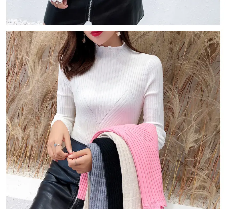 Women Korean Style Black Half-Turtleneck Sweater — feature 11