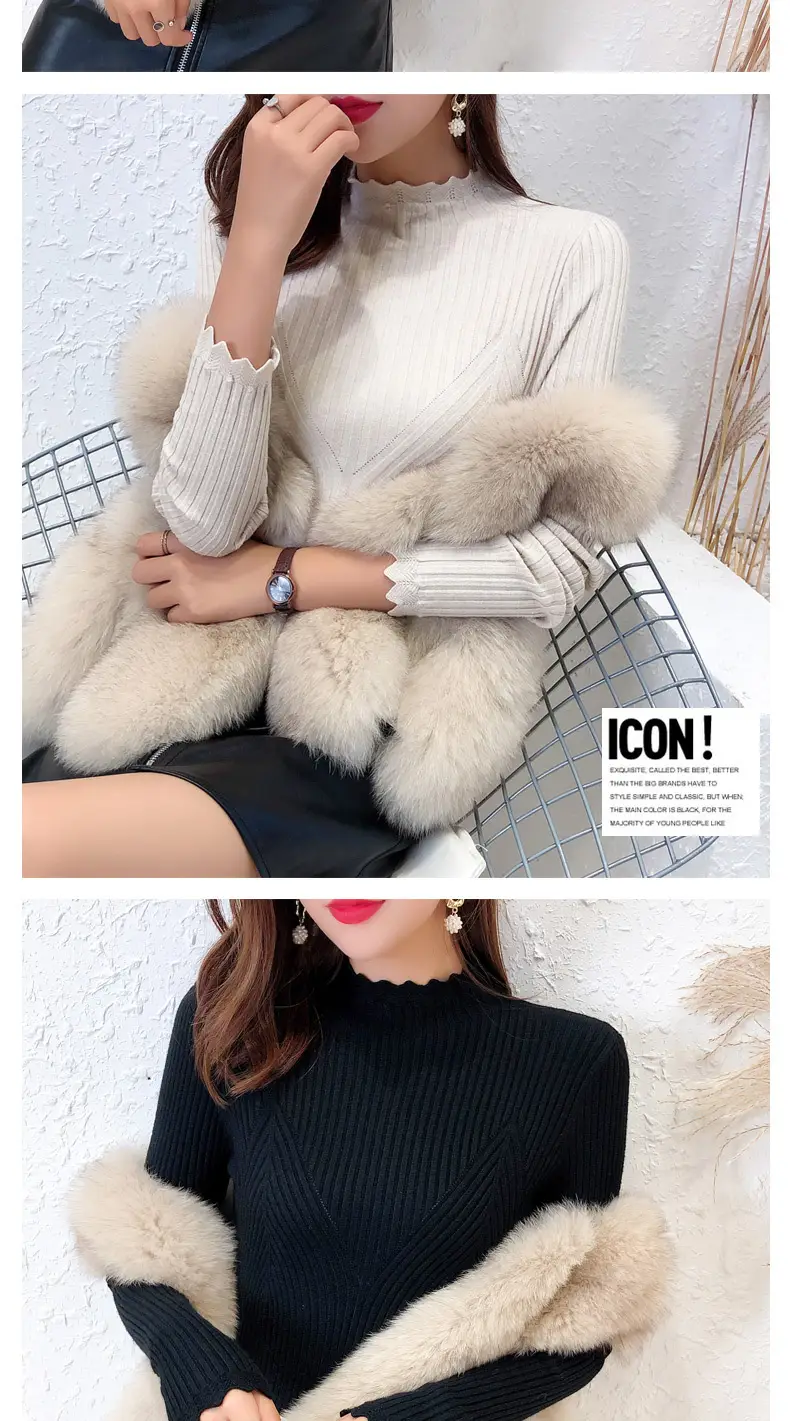 Women Korean Style Black Half-Turtleneck Sweater — feature 13