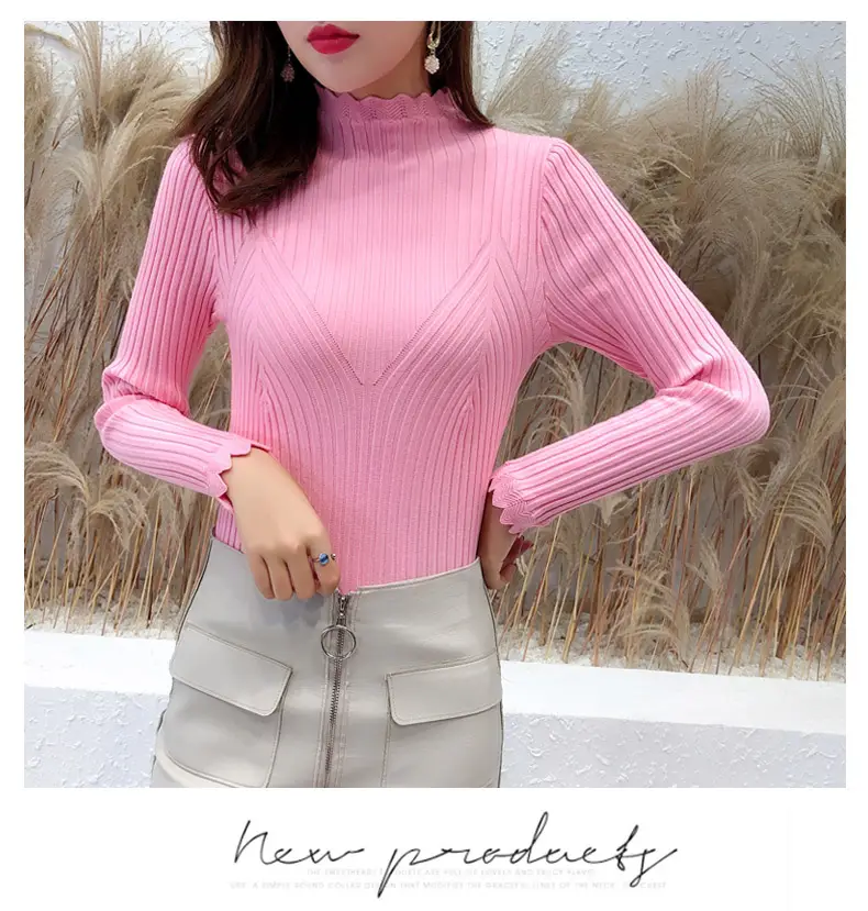 Women Korean Style Black Half-Turtleneck Sweater — feature 6