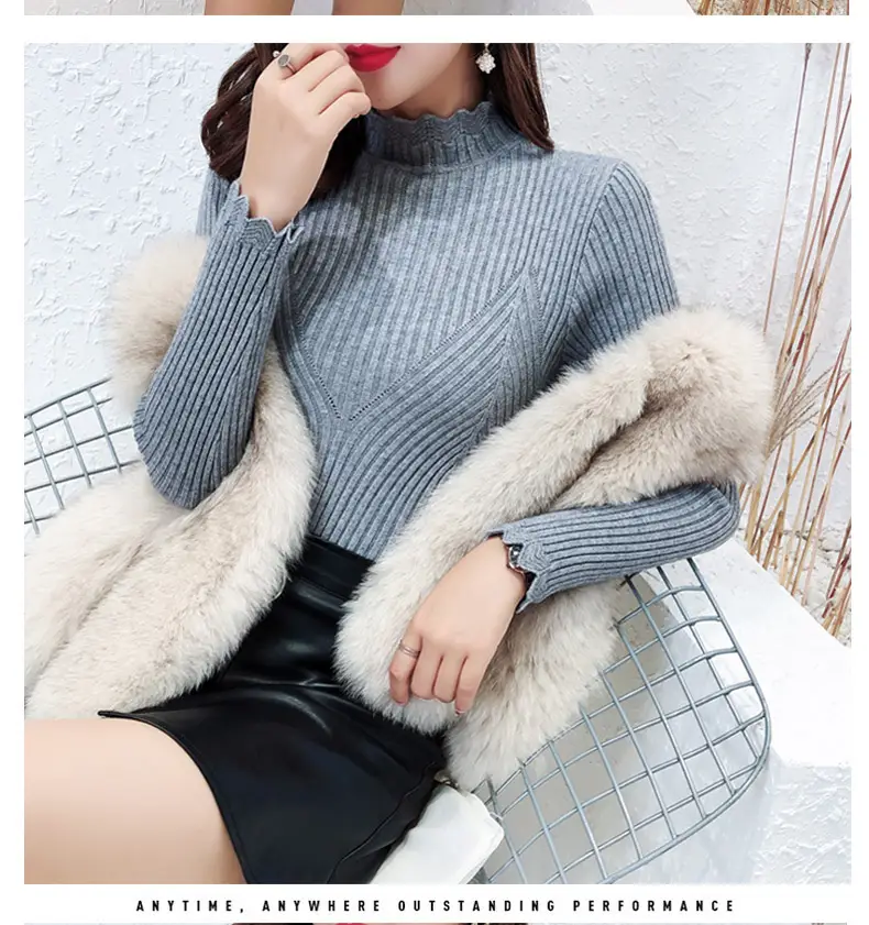 Women Korean Style Black Half-Turtleneck Sweater — feature 8