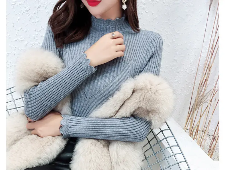 Women Korean Style Black Half-Turtleneck Sweater — feature 9