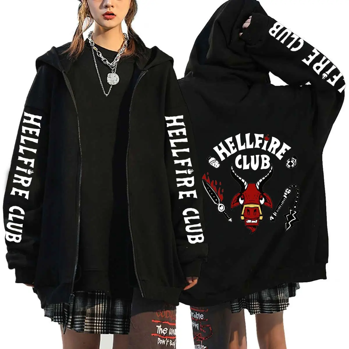 Black Hellfire Club Hooded Sweatshirt for Men