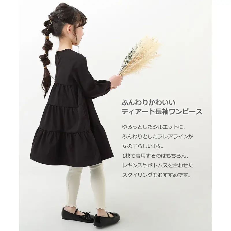 Cute Long Sleeve Cotton Dress for Girls 110cm - Image 2