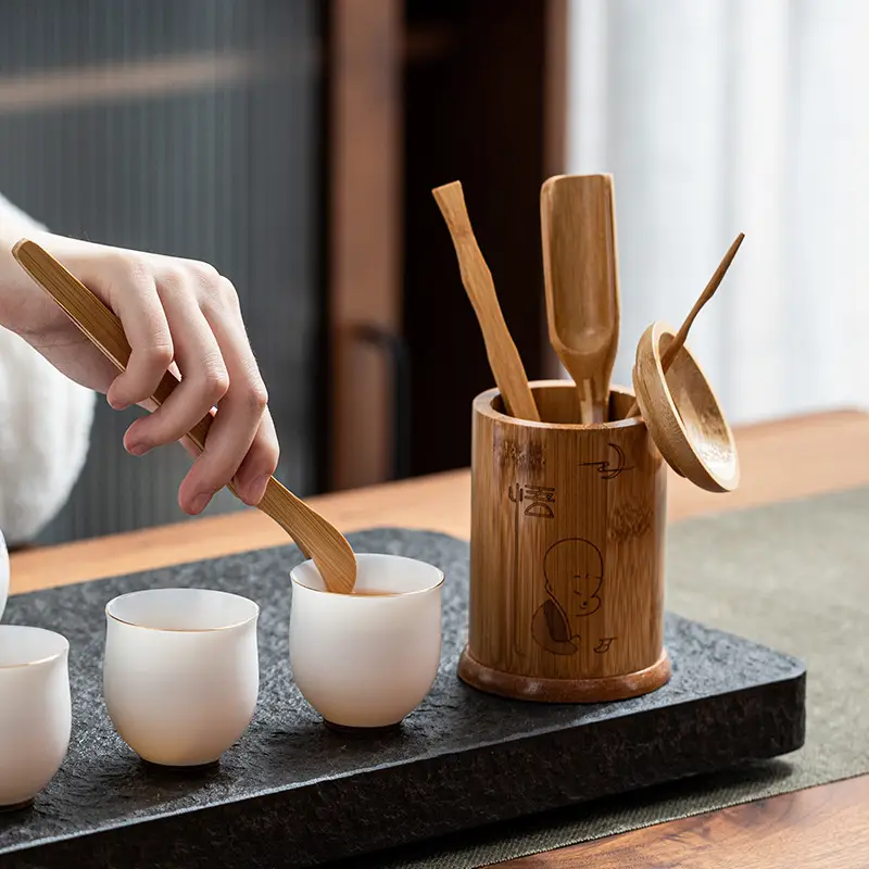 Bamboo Kung Fu Tea Set Six Gentlemen Hollow Holder