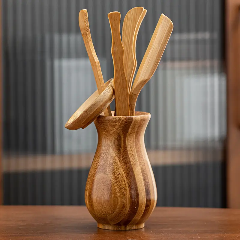 Bamboo Kung Fu Tea Set Six Gentlemen Hollow Holder