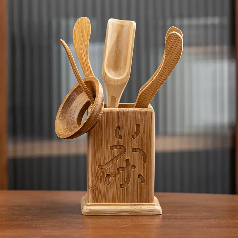 Bamboo Kung Fu Tea Set Six Gentlemen Hollow Holder