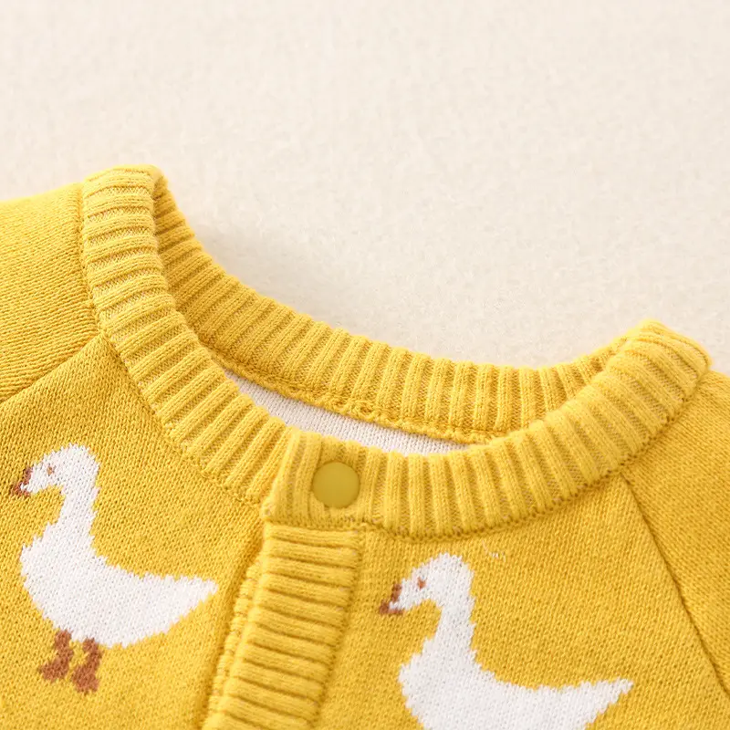 Newborn Baby Jumpsuit Yellow Duck Print Double Layer - Image 5