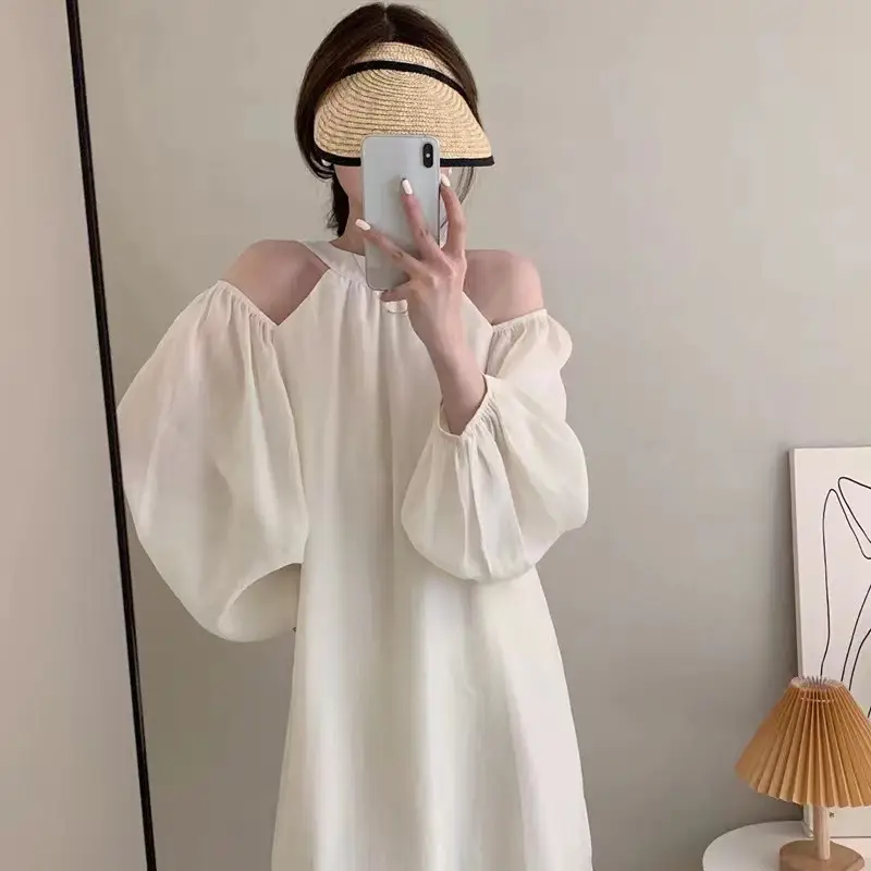Off-Shoulder Long Sleeve Dress for Women Slim Fit - Image 4