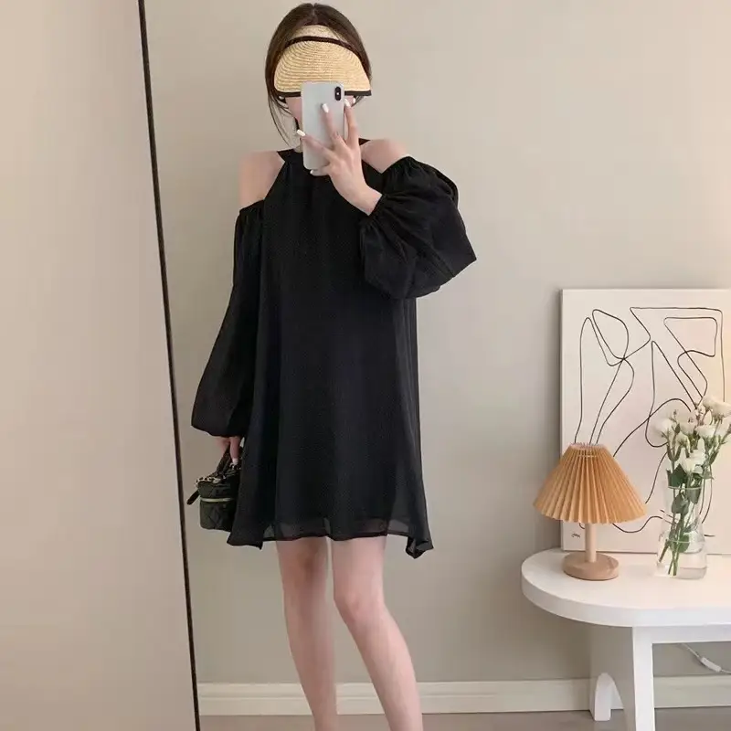 Off-Shoulder Long Sleeve Dress for Women Slim Fit - Image 5