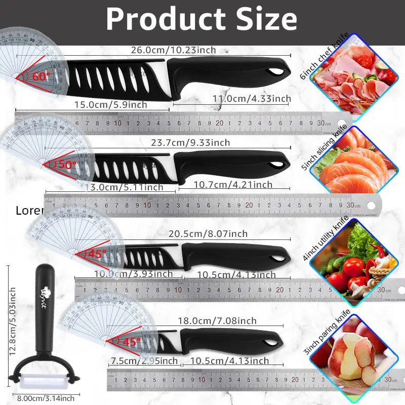 Ceramic Fruit Knife Set White Blade 5-Piece Kitchen - Image 7