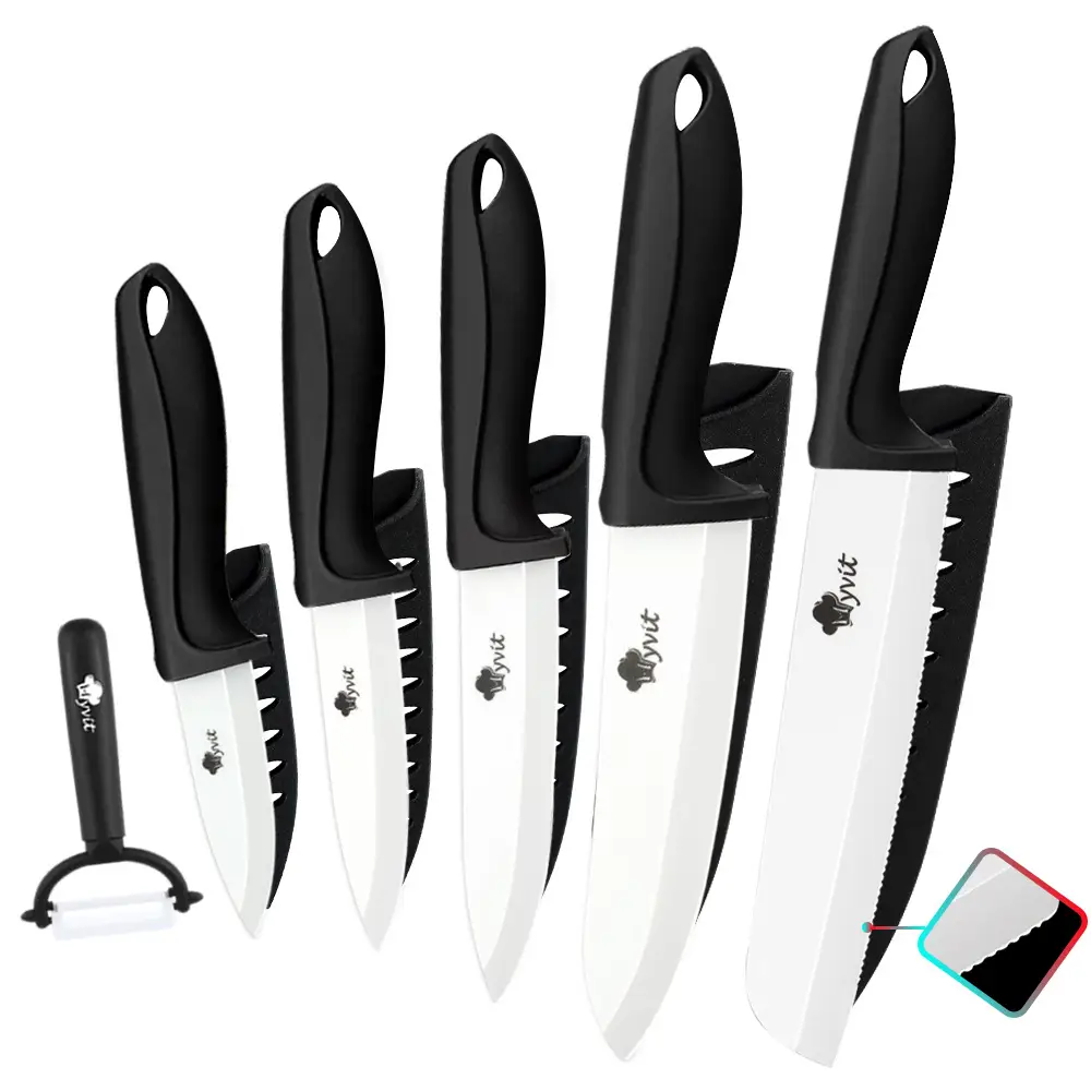 Ceramic Fruit Knife Set White Blade 5-Piece Kitchen - Image 8