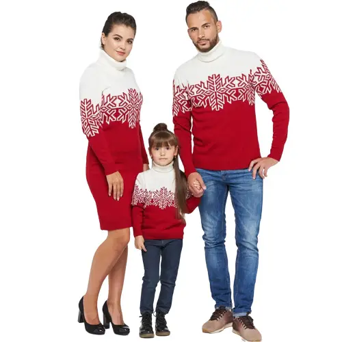 2022 New Christmas Parent-Child Sweater Red White Winter Warm - Image 8