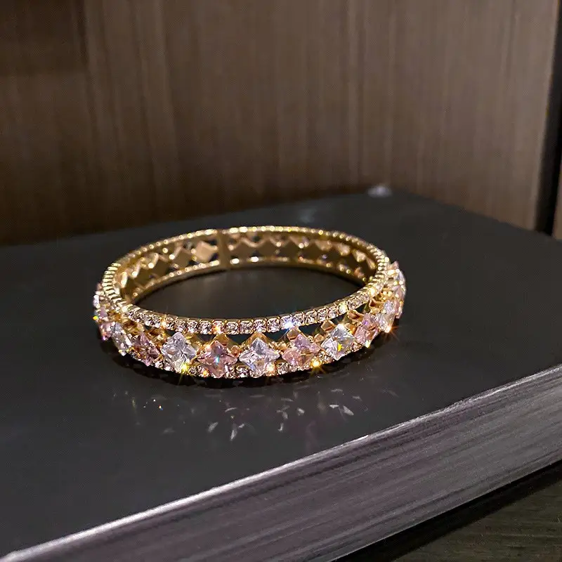 22# bracelet-silver pink diamond