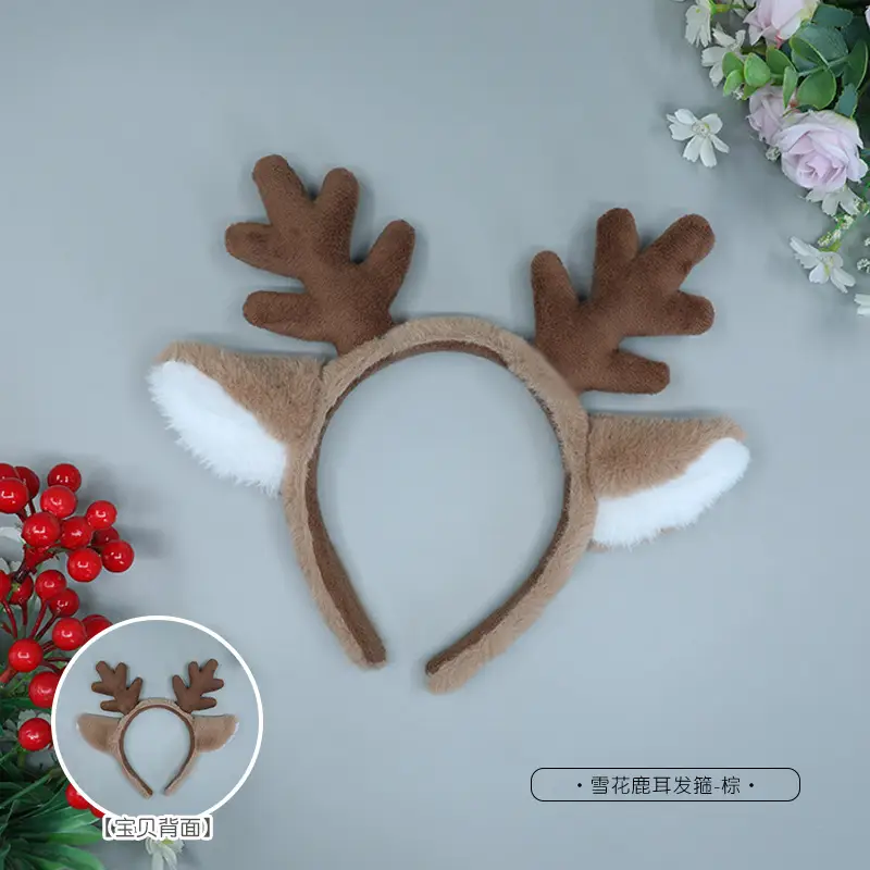Snowflake Deer Ear Hair Hoop-Brown