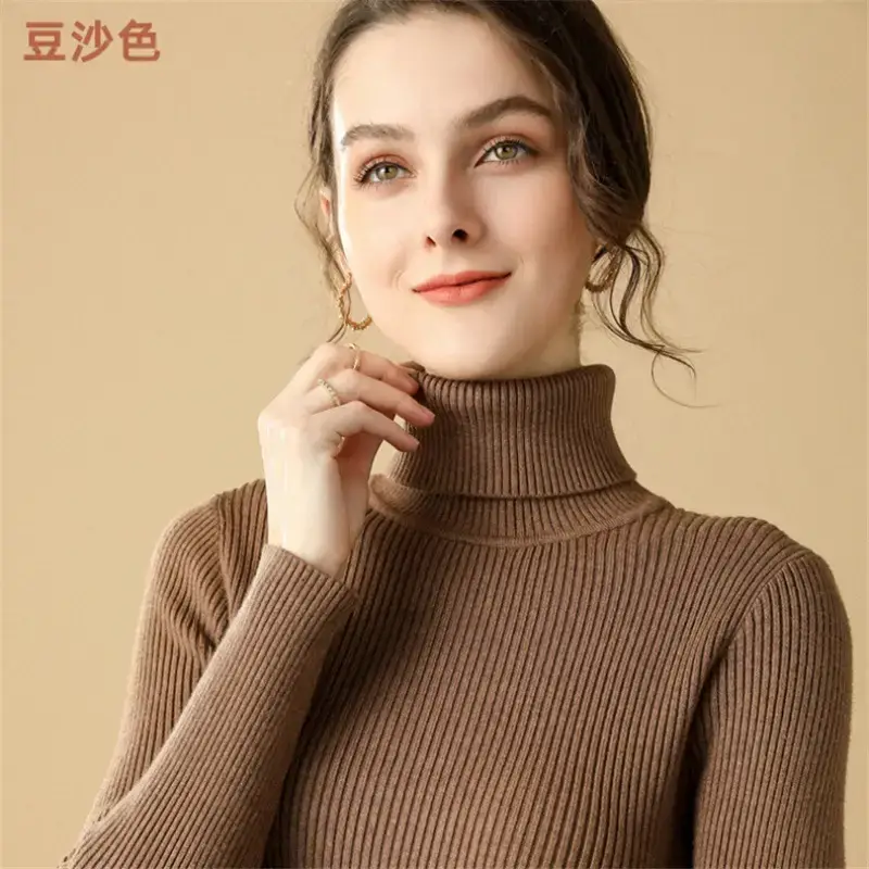 Women Purple Turtleneck Slim Fit Knitted Sweater - Image 24