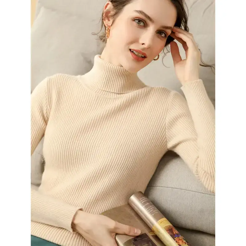 Women Purple Turtleneck Slim Fit Knitted Sweater - Image 25