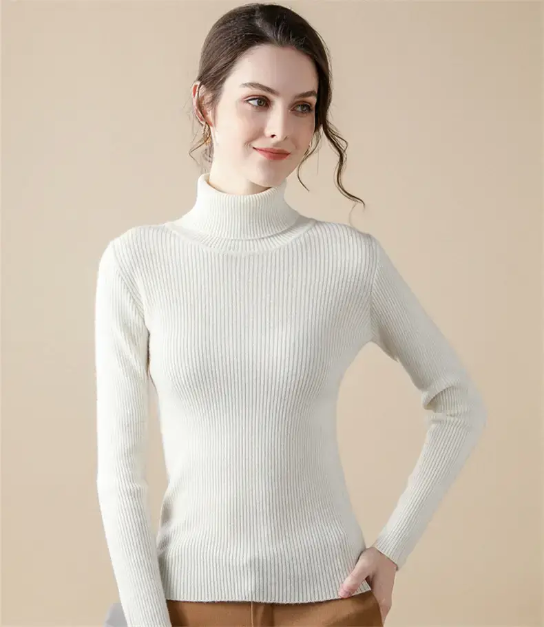 Women Purple Turtleneck Slim Fit Knitted Sweater — feature 10