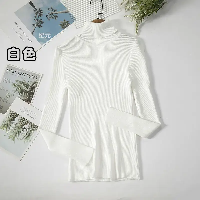 Women Purple Turtleneck Slim Fit Knitted Sweater — feature 14