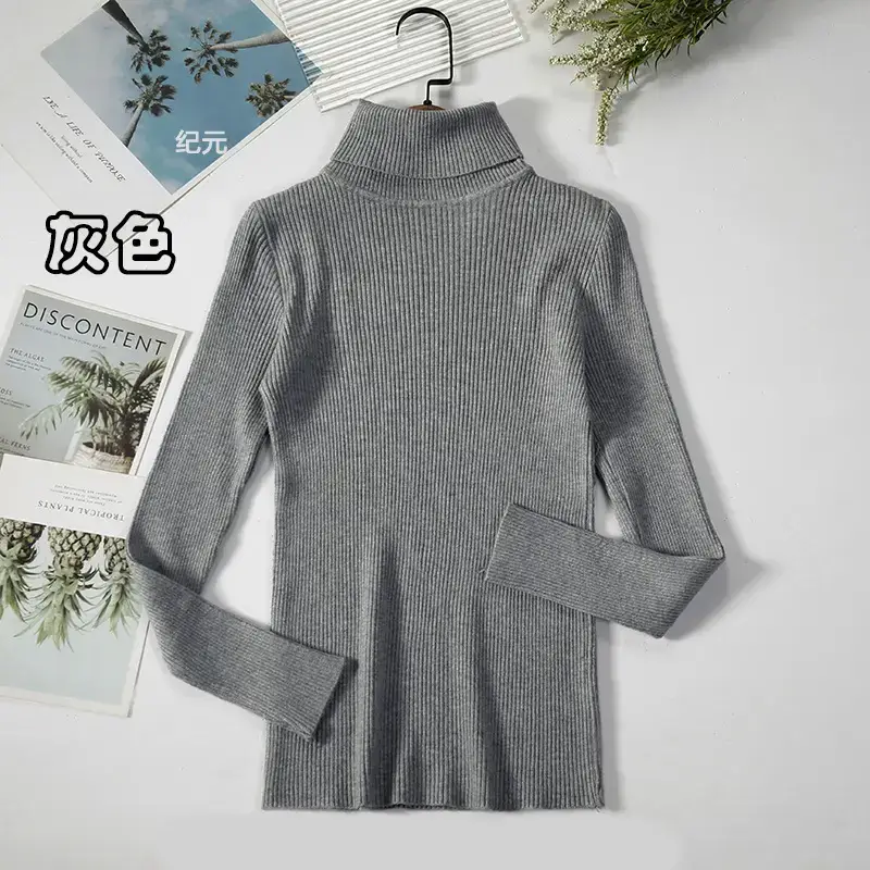 Women Purple Turtleneck Slim Fit Knitted Sweater — feature 15