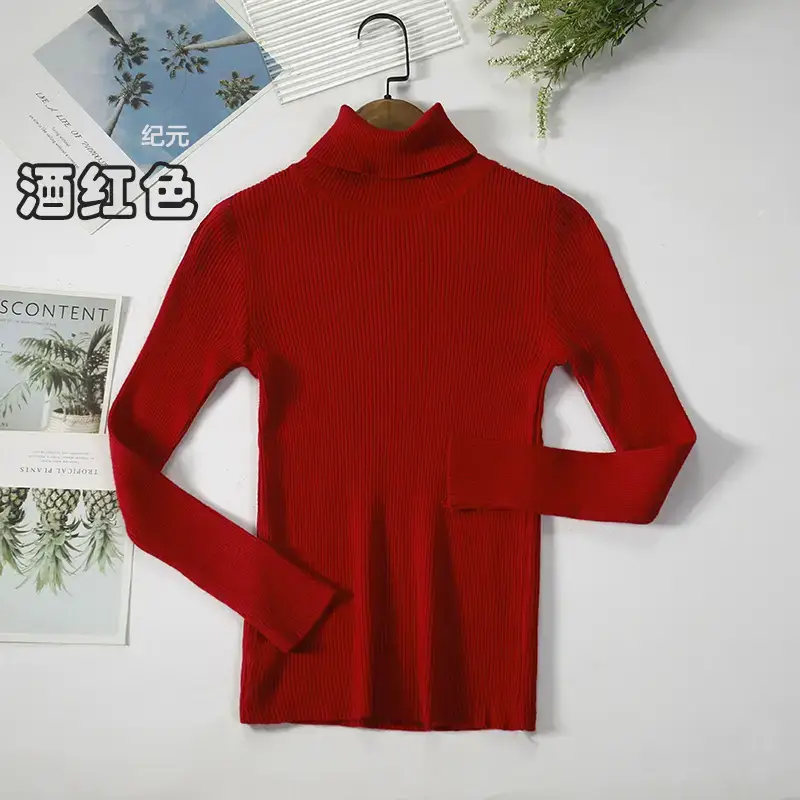 Women Purple Turtleneck Slim Fit Knitted Sweater — feature 20