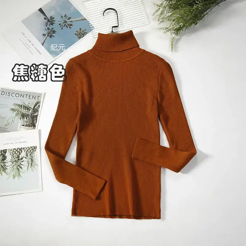 Women Purple Turtleneck Slim Fit Knitted Sweater — feature 25