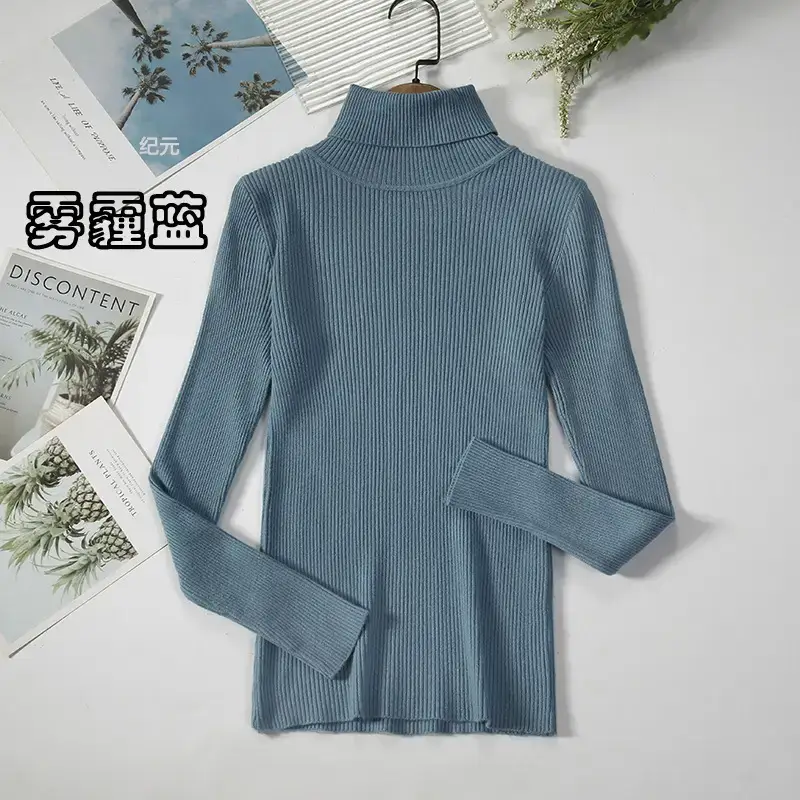 Women Purple Turtleneck Slim Fit Knitted Sweater — feature 27