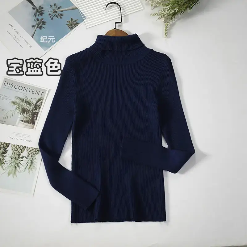 Women Purple Turtleneck Slim Fit Knitted Sweater — feature 29