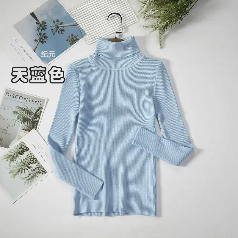 Women Purple Turtleneck Slim Fit Knitted Sweater — feature 30