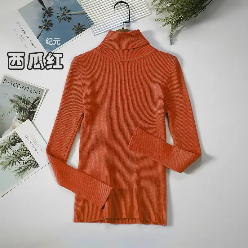 Women Purple Turtleneck Slim Fit Knitted Sweater — feature 34