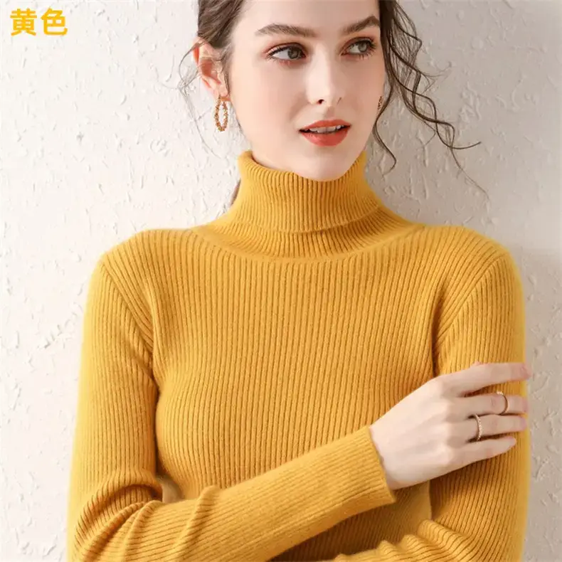 Women Purple Turtleneck Slim Fit Knitted Sweater — feature 7