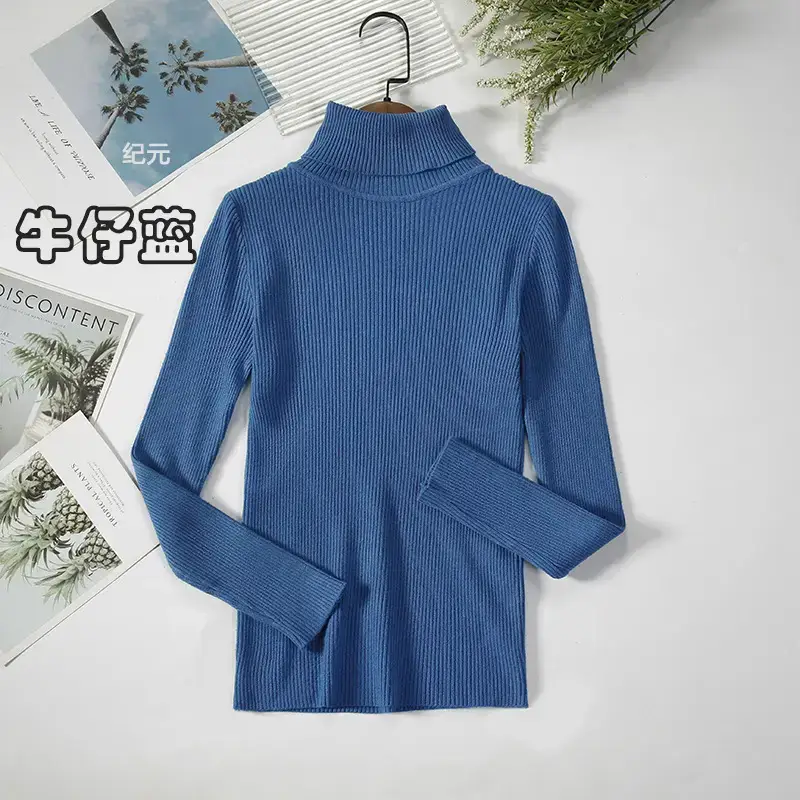 Women Purple Turtleneck Slim Fit Knitted Sweater - Image 22