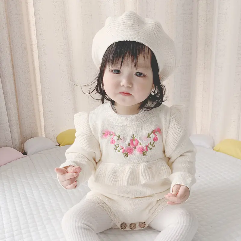 Yellow Knitted Baby Cap for Girls Winter Use — feature 32
